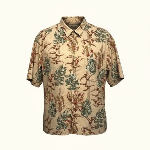 reyn spooner Other - Reyn Spooner Mens XL Hawaiian Shirt Regency Cotton Lawn Tropical Leaf Beige